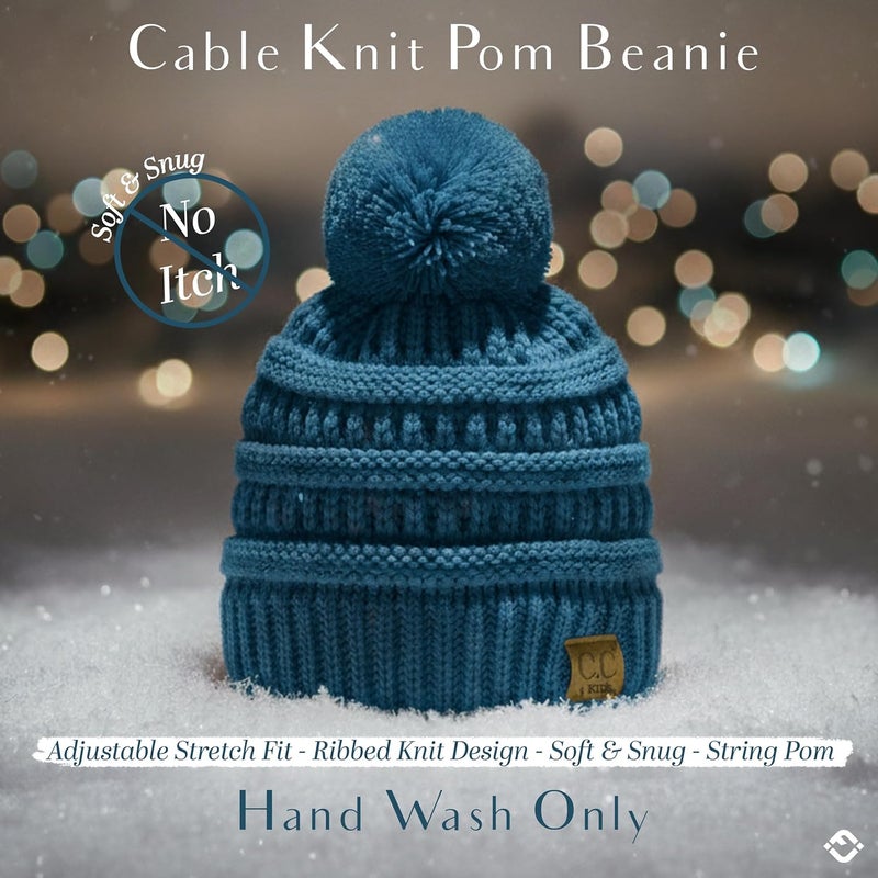 Funky Junque Toddler Pom Beanie – Kids Winter Hat for Ages 1–4, Baby Boy & Girl Knit Beanies, Warm Cozy Knit Snow Hats - Image 4